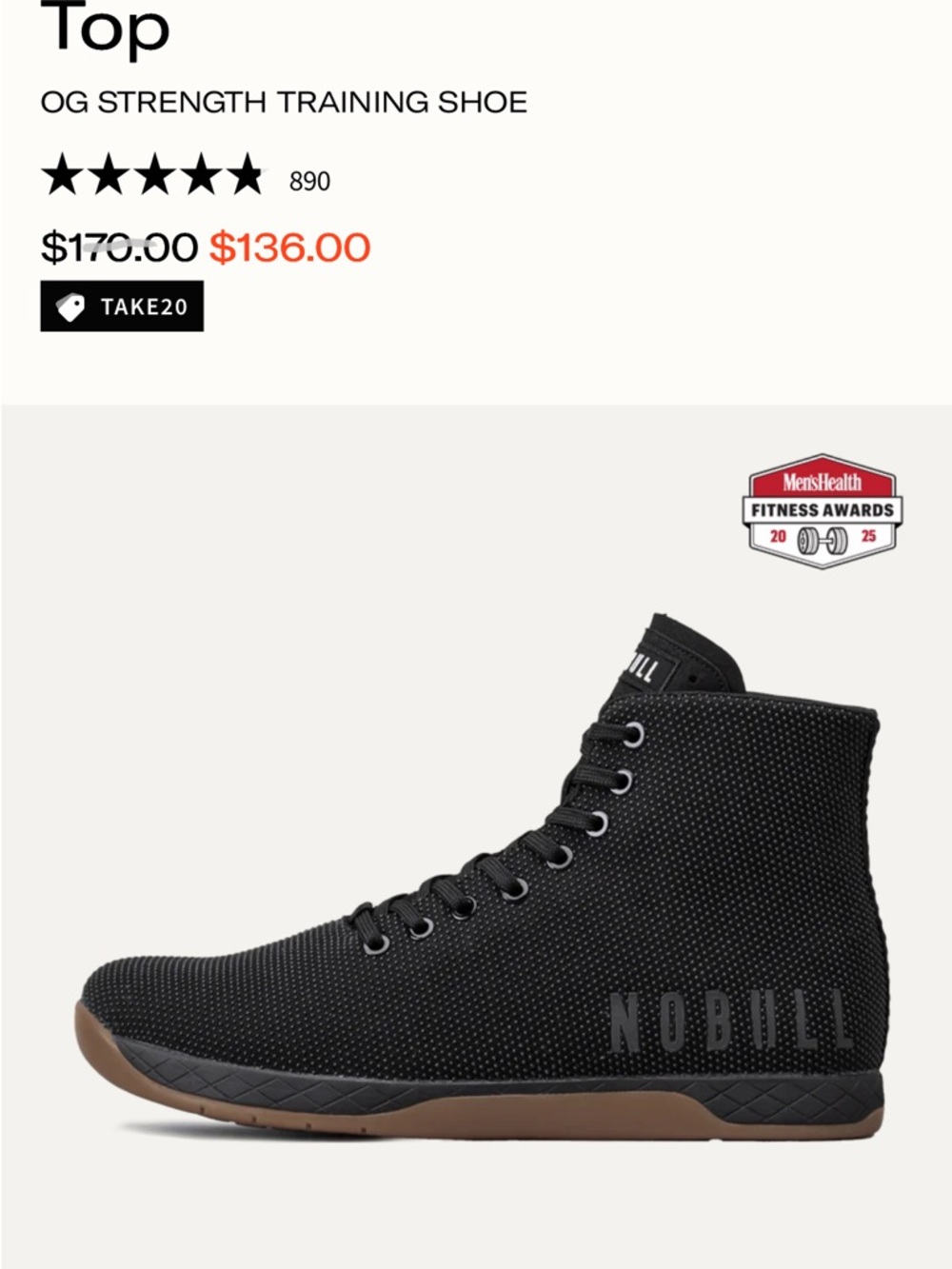 NOBULL Black Hightop Outwork Mens 9.5 womens 11 CrossFit, lifting - Picture 2 of 8